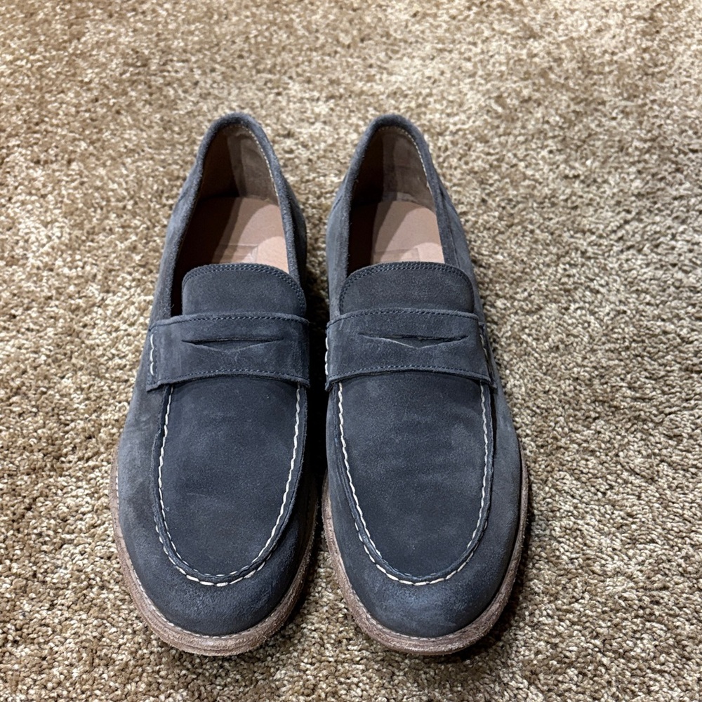 Frye Tyler Suede Penny Loafers in Charcoal Sz 10 - Picture 2 of 9